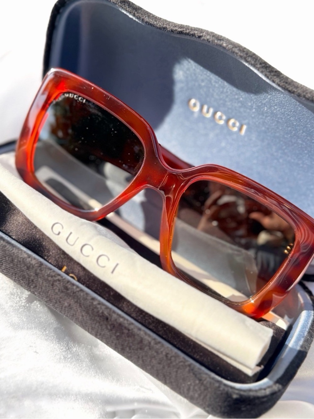 Gucci GG0141S Havana Square Sunglasses
